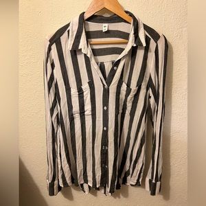 Striped BP long sleeve button down top